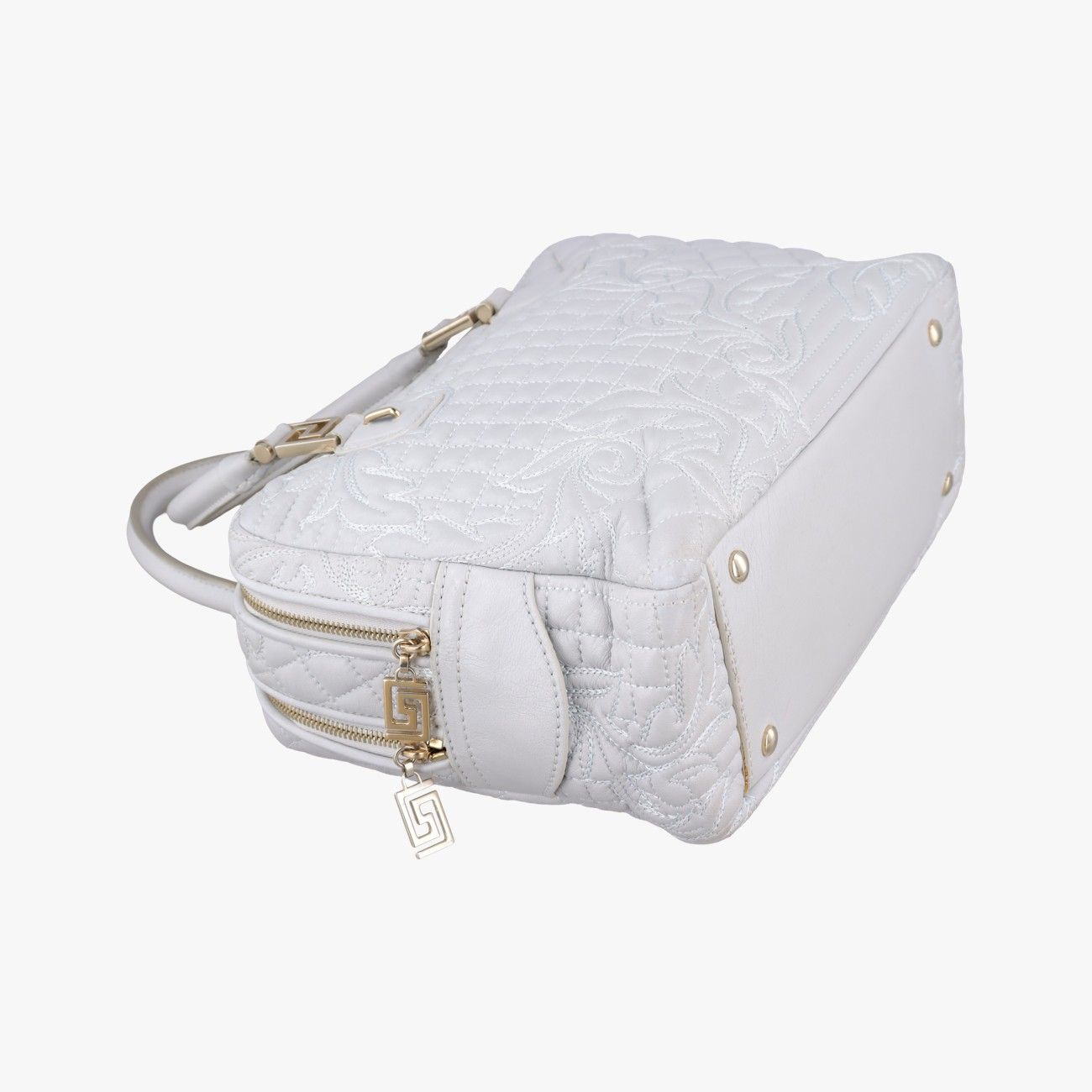 Versace Vanitas Studs Gray Leather Messenger Bag — view 5