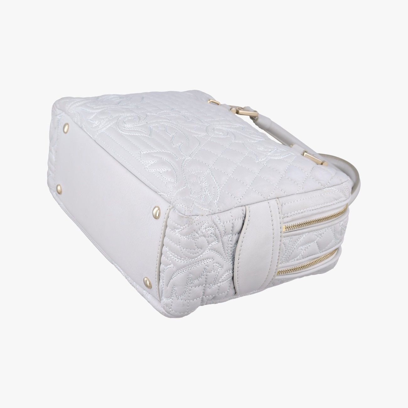 Versace Vanitas Studs Gray Leather Messenger Bag — view 4