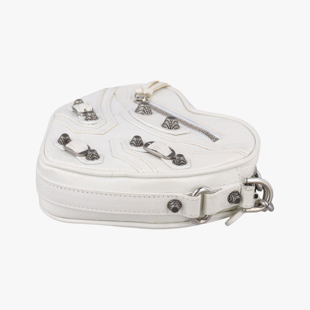 Balenciaga Cagole Heart Mini White Lambskin Messenger Bag — view 4