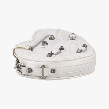 Balenciaga Cagole Heart Mini White Lambskin Messenger Bag — view 5