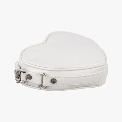 Balenciaga Cagole Heart Mini White Lambskin Messenger Bag — view 7
