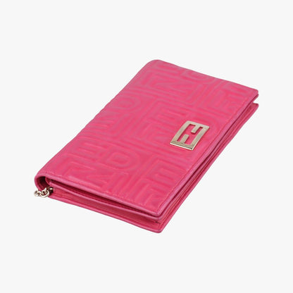Fendi Logo Embossed Rose Red Leather Messenger Bag — view 5