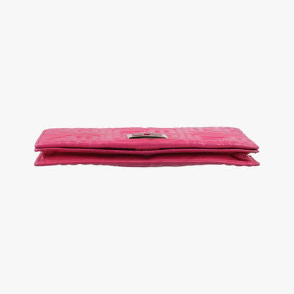 Fendi Logo Embossed Rose Red Leather Messenger Bag — view 3