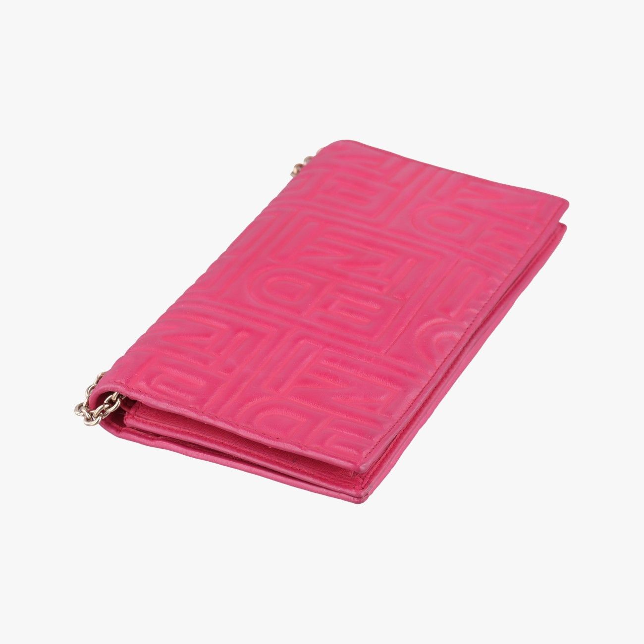 Fendi Logo Embossed Rose Red Leather Messenger Bag — view 7