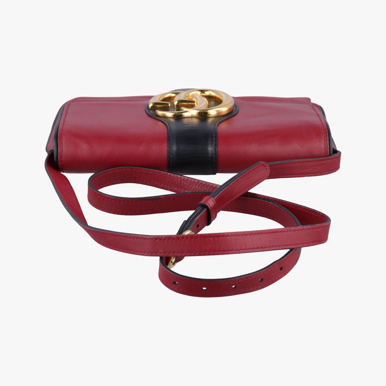 Gucci Ali Red Black Leather Messenger Bag — view 8