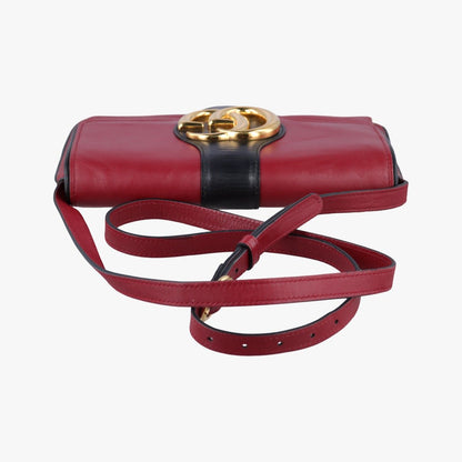Gucci Ali Red Black Leather Messenger Bag — view 8
