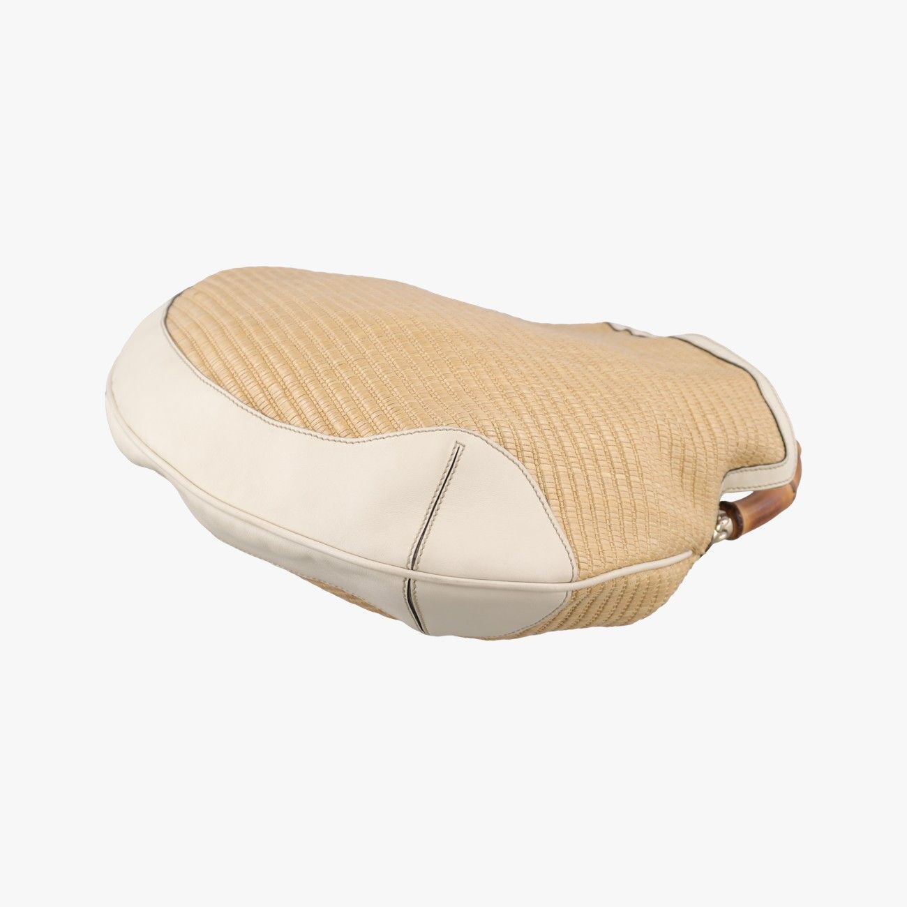 Gucci Bamboo Beige Ivory Straw Leather Messenger Bag — view 6