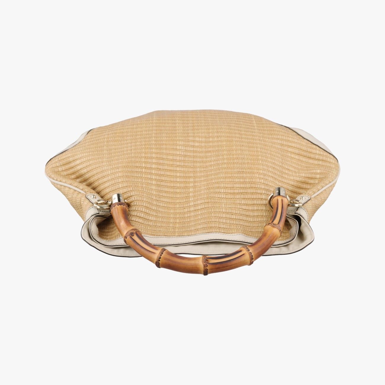 Gucci Bamboo Beige Ivory Straw Leather Messenger Bag — view 8