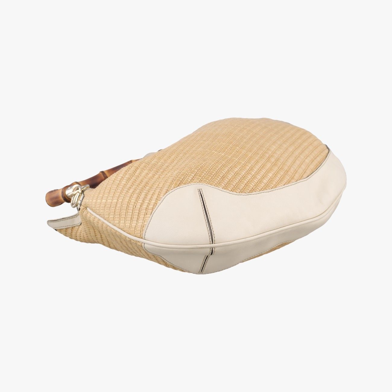 Gucci Bamboo Beige Ivory Straw Leather Messenger Bag — view 5