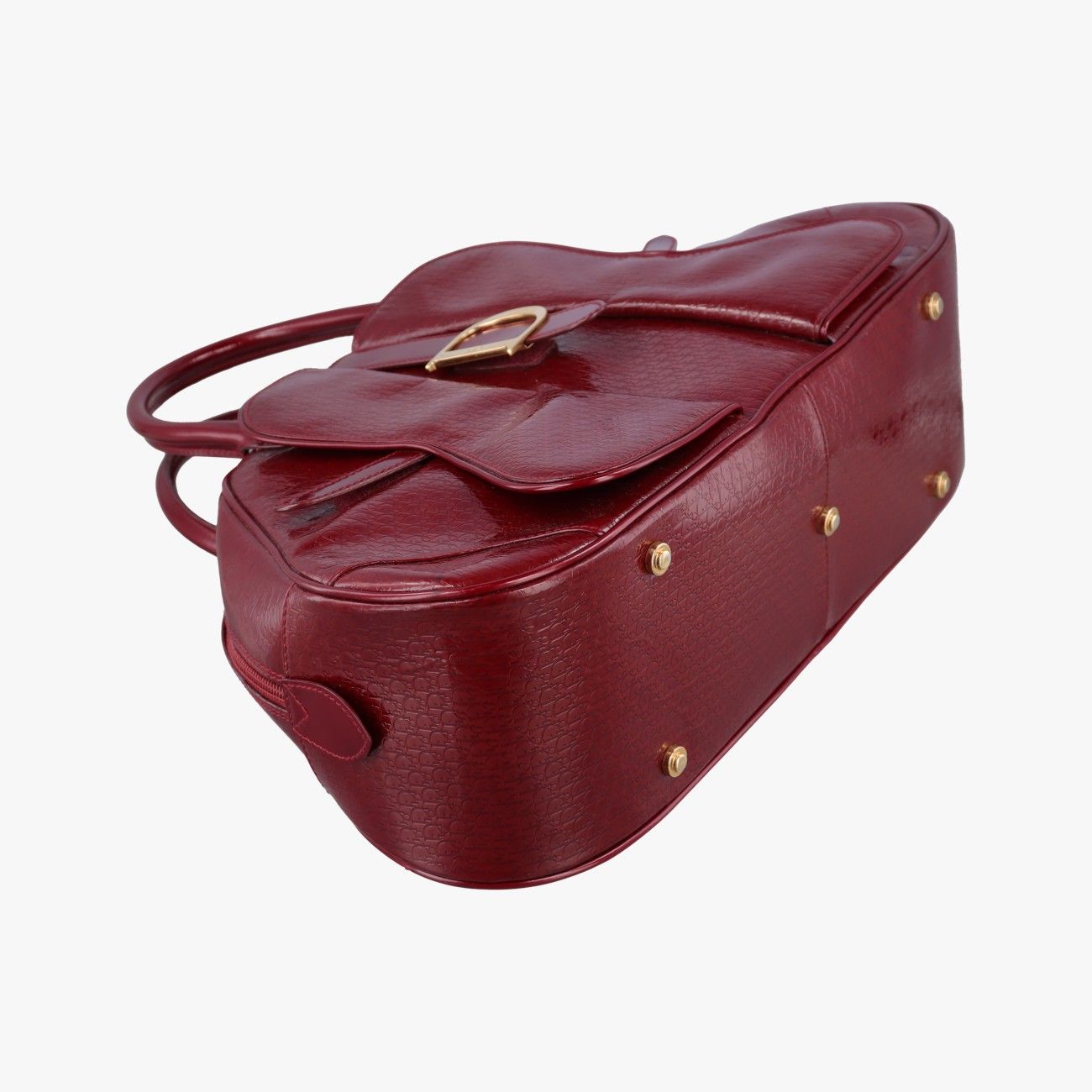 Dior Double Saddle Bowler Red Patent Handbag — view 5