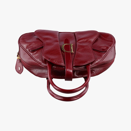 Dior Double Saddle Bowler Red Patent Handbag — view 8