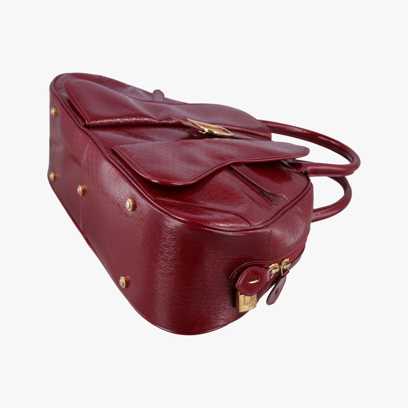 Dior Double Saddle Bowler Red Patent Handbag — view 4