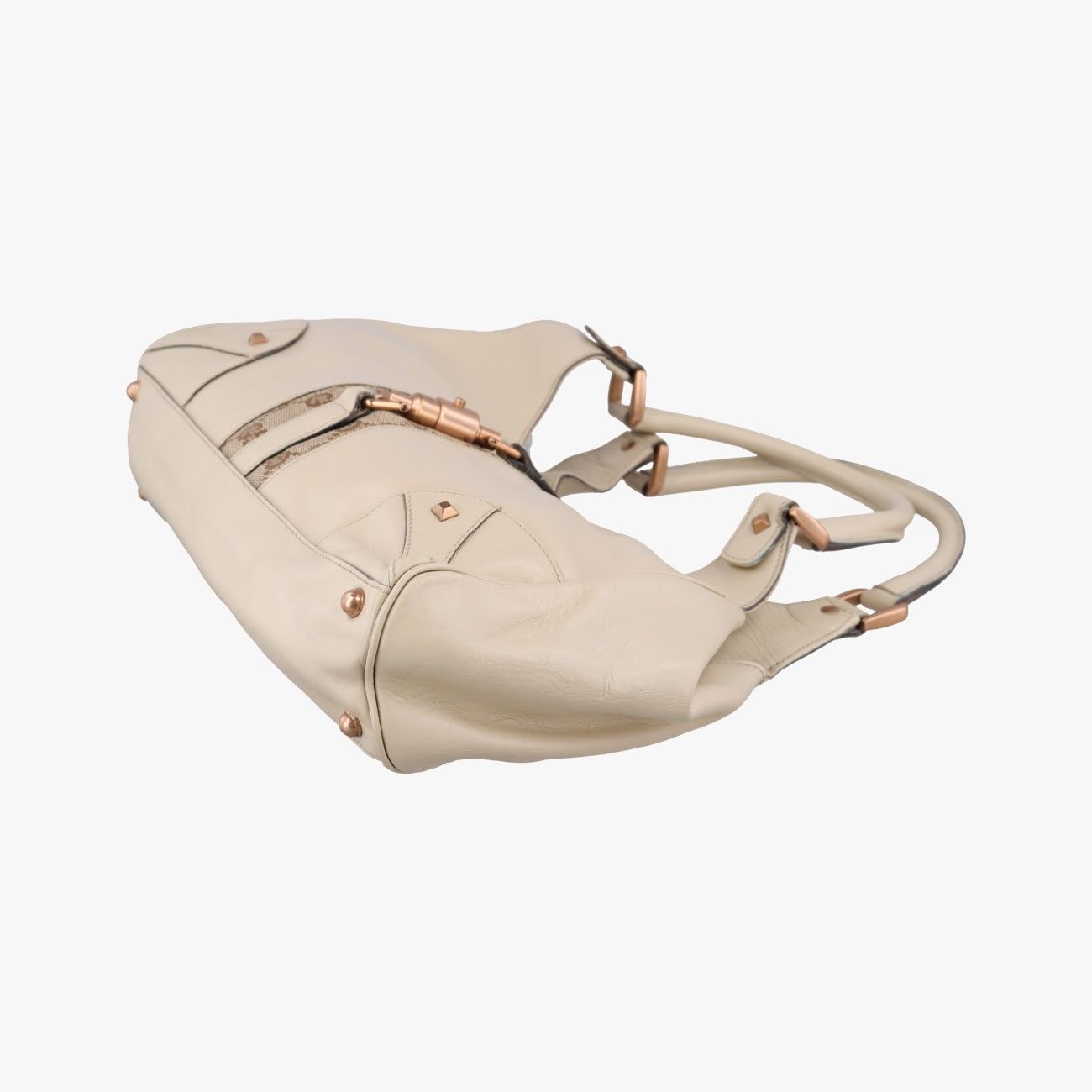 Gucci New Jackie White Leather Canvas Handbag — view 4