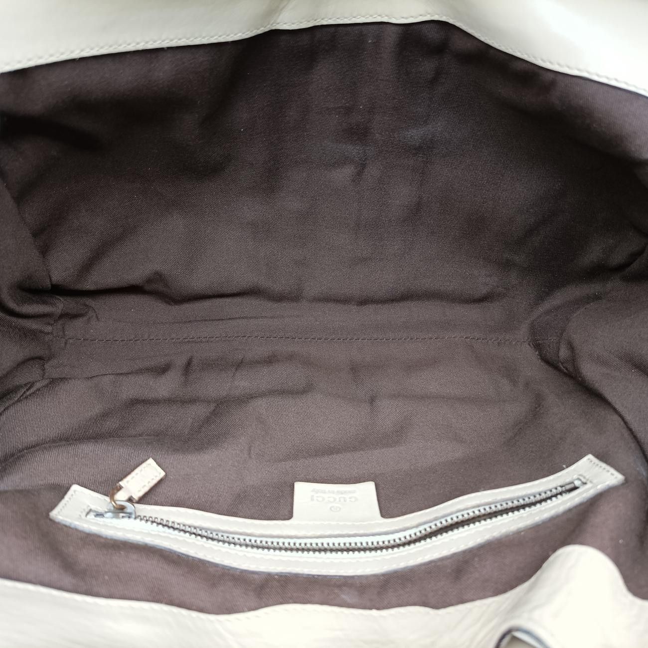 Gucci New Jackie White Leather Canvas Handbag — view 9