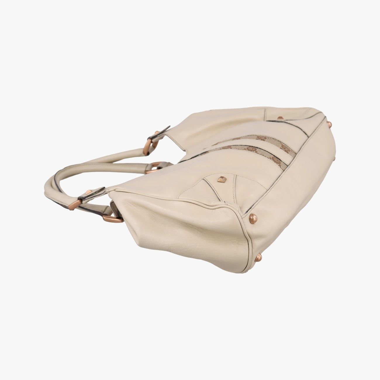 Gucci New Jackie White Leather Canvas Handbag — view 7
