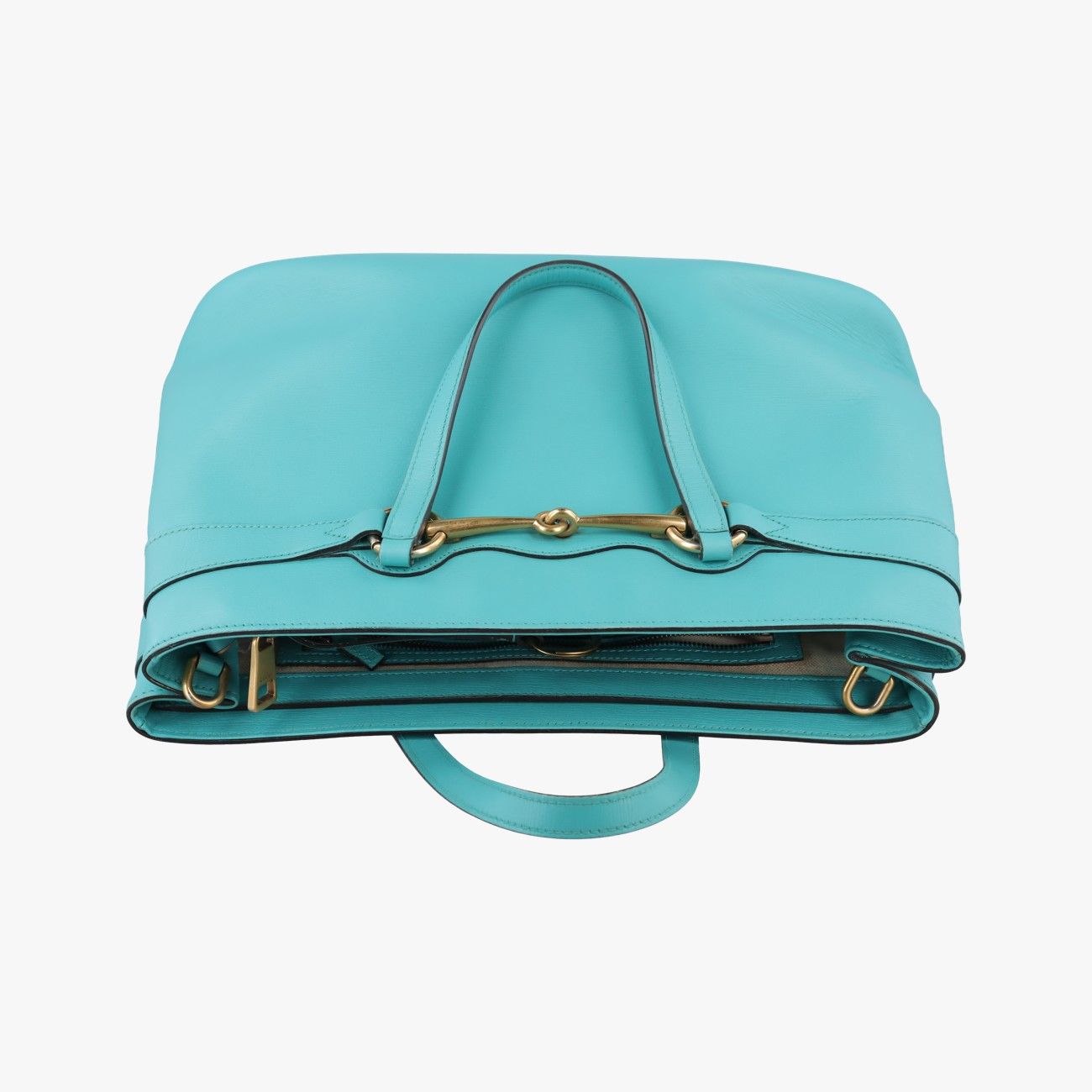 Gucci Bright Bit Blue Leather Messenger Bag — view 8