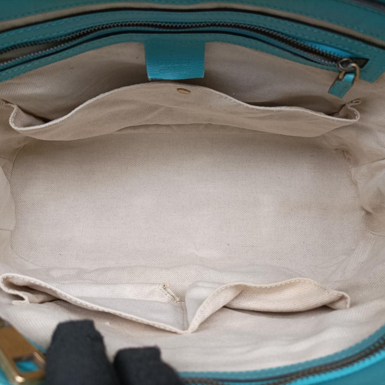 Gucci Bright Bit Blue Leather Messenger Bag — view 9