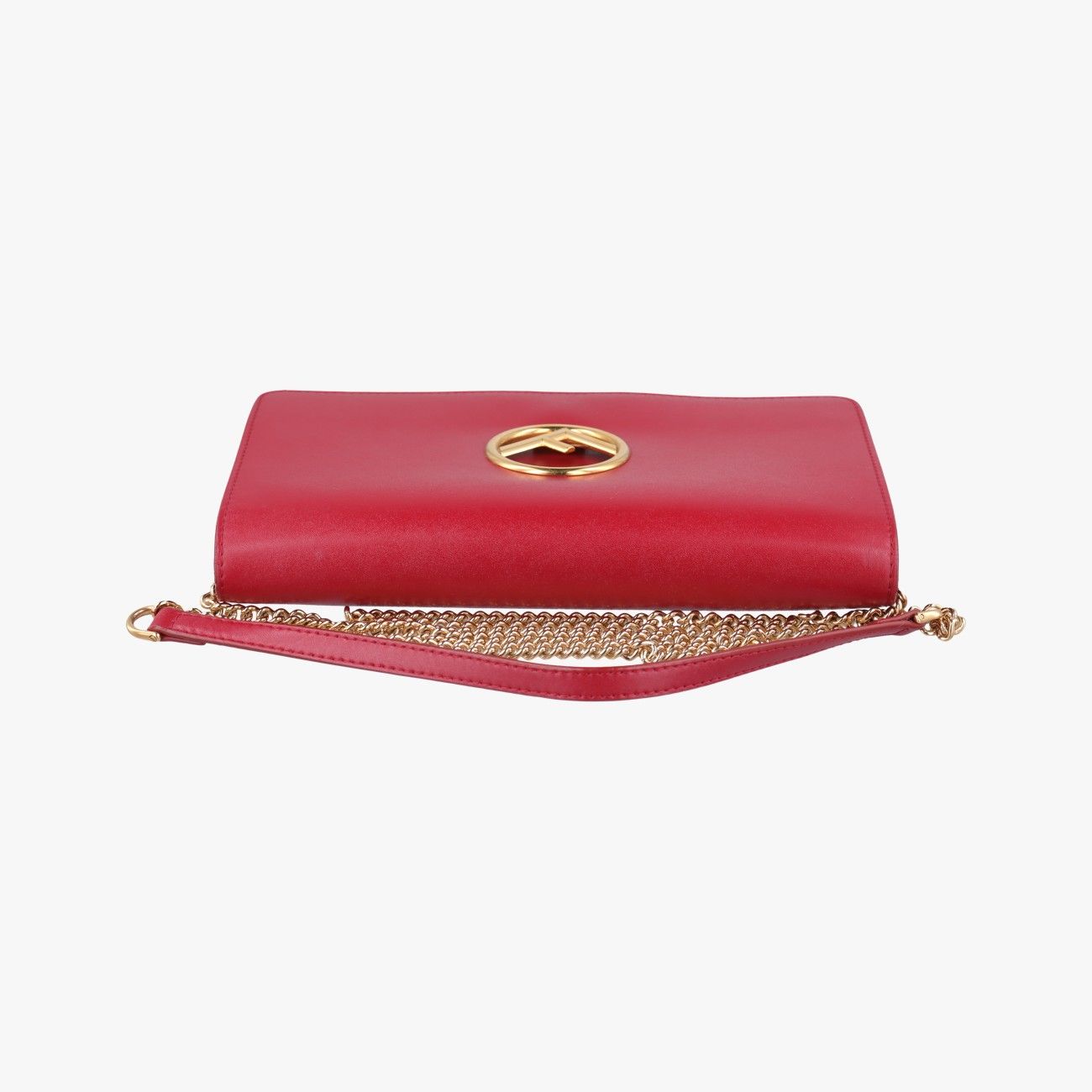 Fendi Canai Logo Red Leather Messenger Bag — view 8