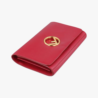 Fendi Canai Logo Red Leather Messenger Bag — view 5