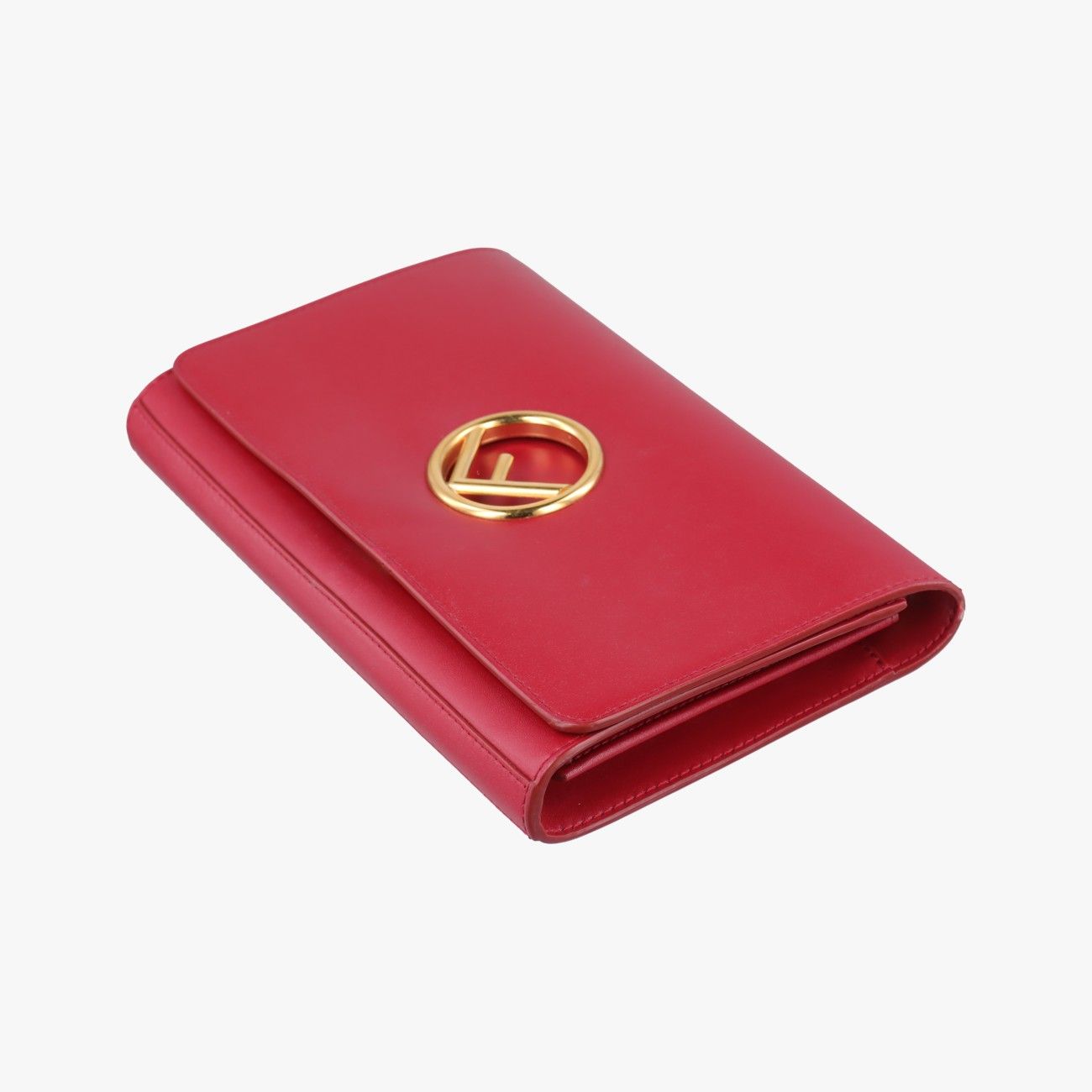 Fendi Canai Logo Red Leather Messenger Bag — view 4