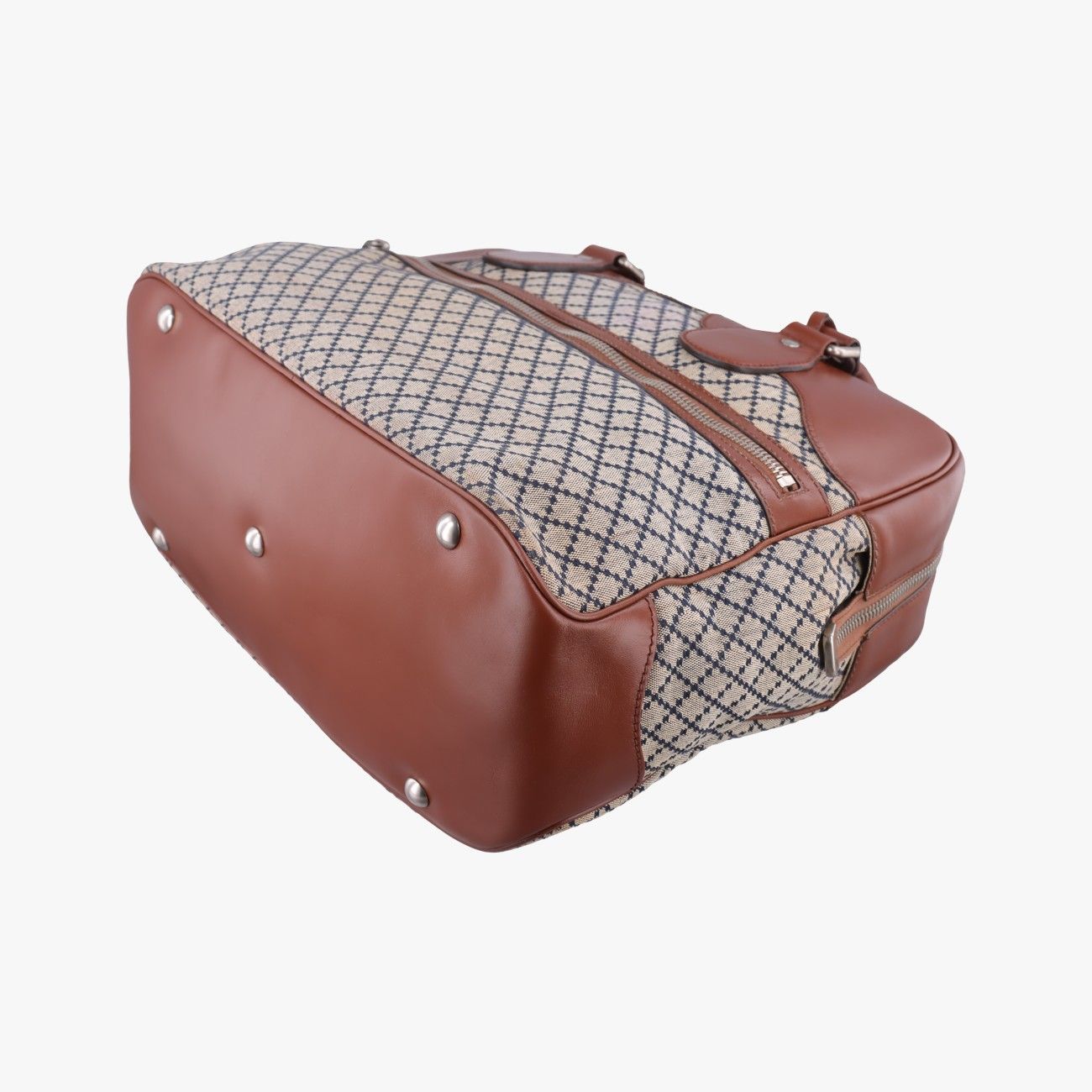 Gucci Diamante Brown Beige Canvas Leather Handbag — view 4