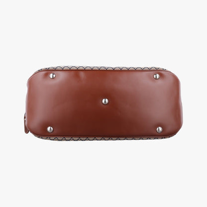 Gucci Diamante Brown Beige Canvas Leather Handbag — view 3