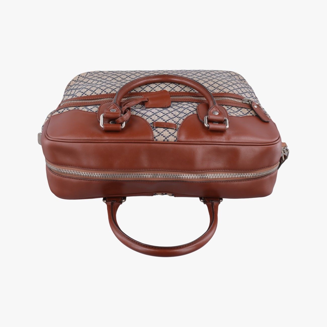Gucci Diamante Brown Beige Canvas Leather Handbag — view 8