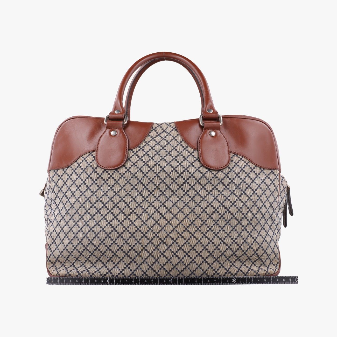 Gucci Diamante Brown Beige Canvas Leather Handbag — view 2