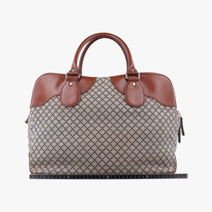 Gucci Diamante Brown Beige Canvas Leather Handbag — view 2