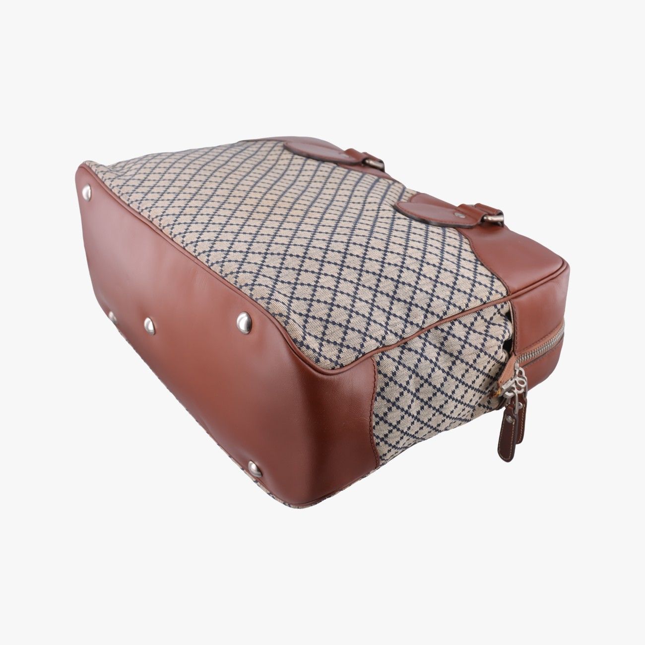Gucci Diamante Brown Beige Canvas Leather Handbag — view 6