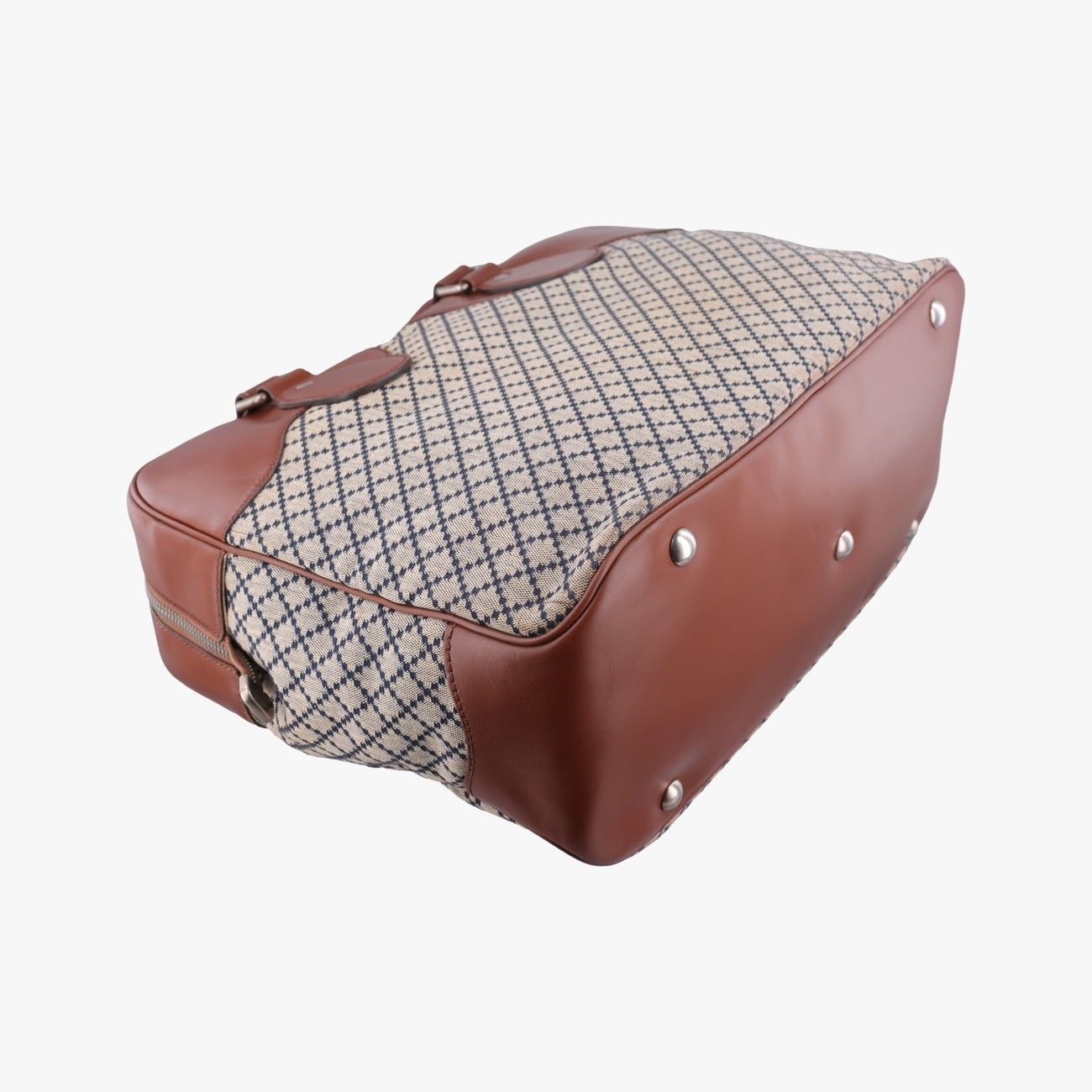 Gucci Diamante Brown Beige Canvas Leather Handbag — view 7