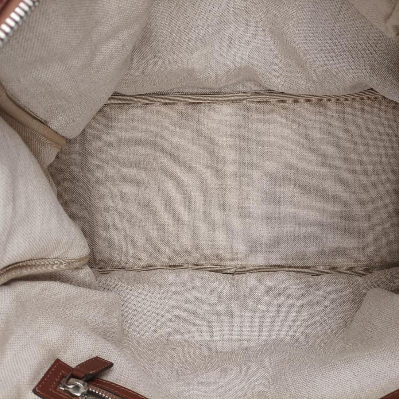 Gucci Diamante Brown Beige Canvas Leather Handbag — view 9