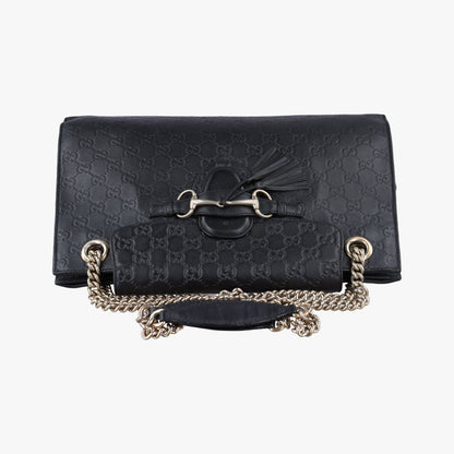 Gucci Emily Black Leather Messenger Bag — view 8