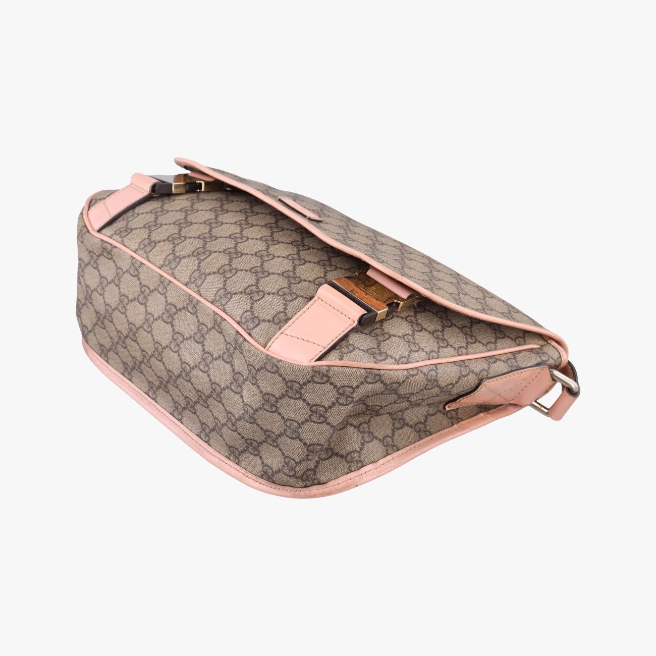 Gucci GG Plus Messenger Beige Pink Canvas Leather Tote — view 4