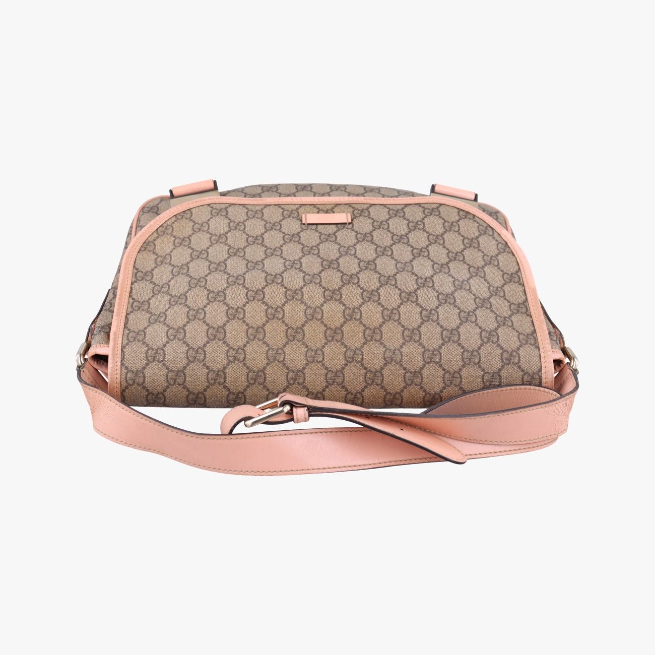 Gucci GG Plus Messenger Beige Pink Canvas Leather Tote — view 8