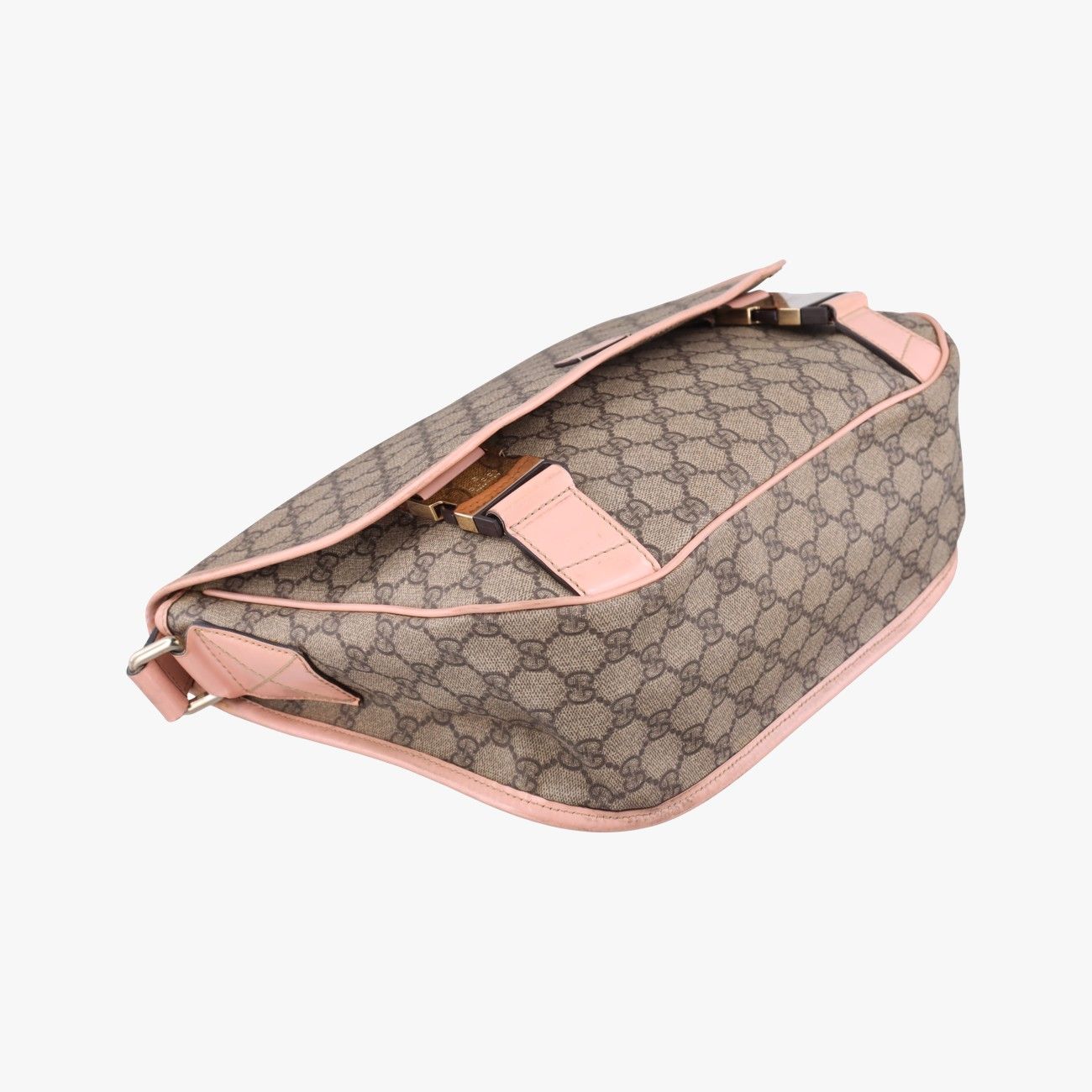 Gucci GG Plus Messenger Beige Pink Canvas Leather Tote — view 5
