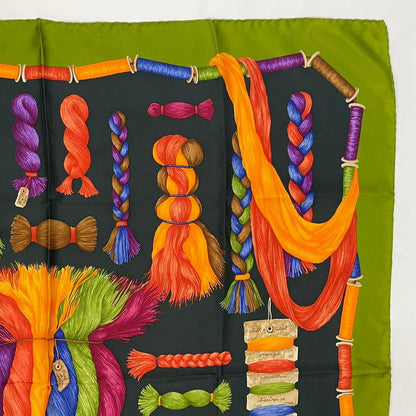 Gucci Scarf Silk All Over Pattern Green Multicolor — view 2