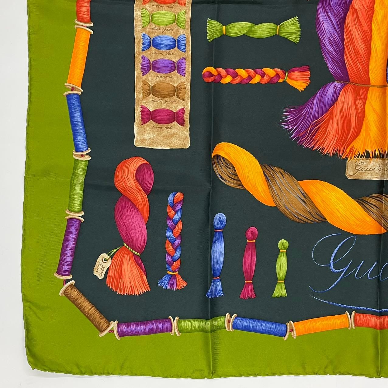 Gucci Scarf Silk All Over Pattern Green Multicolor — view 4