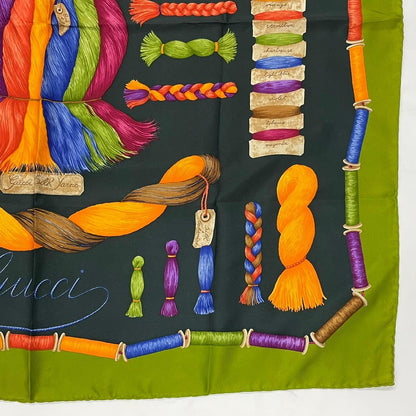 Gucci Scarf Silk All Over Pattern Green Multicolor — view 3