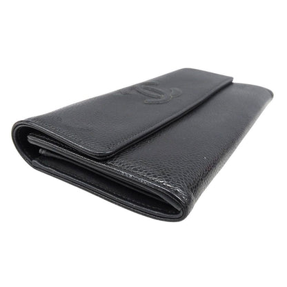 Chanel Wallet Caviar Leather Charcoal Gray Flap Type Logo Adult — view 3