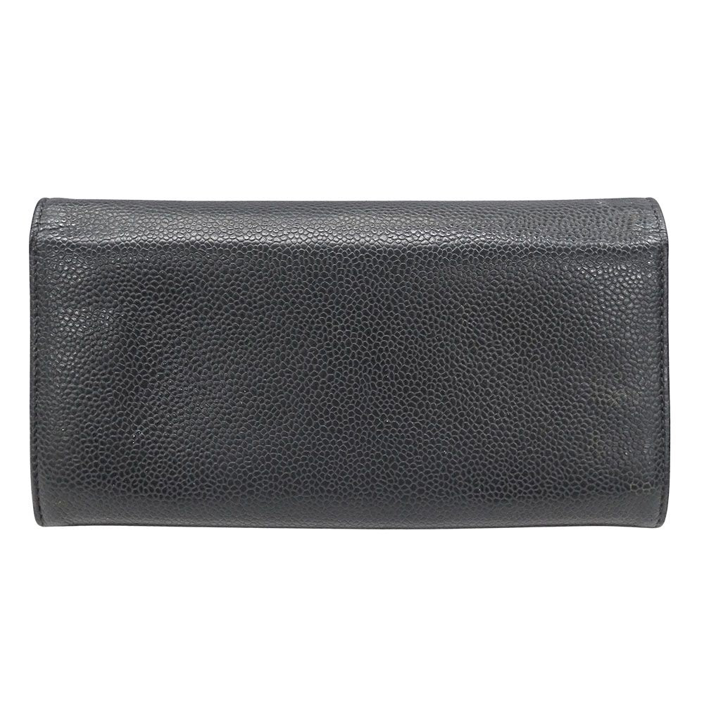 Chanel Wallet Caviar Leather Charcoal Gray Flap Type Logo Adult — view 2