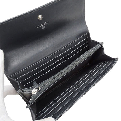 Chanel Wallet Caviar Leather Charcoal Gray Flap Type Logo Adult — view 7