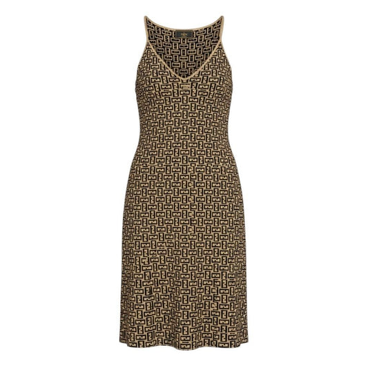Fendi Zucchini Camiso le Dress Knit Black Beige Womenswear