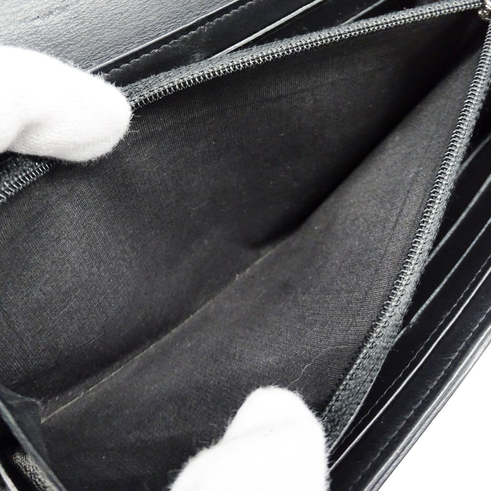 Chanel Wallet Leather Black Silver Flap Logo Simple — view 6