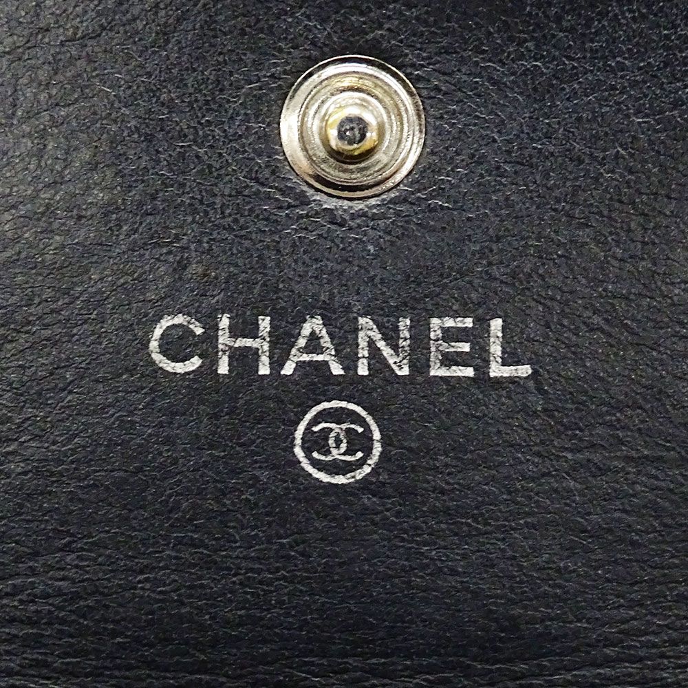 Chanel Wallet Leather Black Silver Flap Logo Simple — view 7