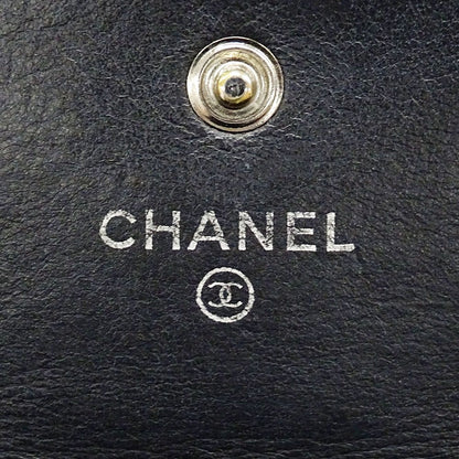 Chanel Wallet Leather Black Silver Flap Logo Simple — view 7