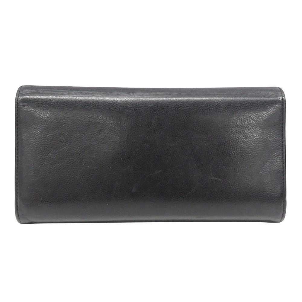 Chanel Wallet Leather Black Silver Flap Logo Simple — view 2