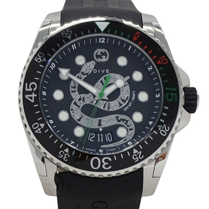 Gucci Watch Dive Snake Date Quartz Stainless Steel Rubber 136.2 Black Polished — view 2