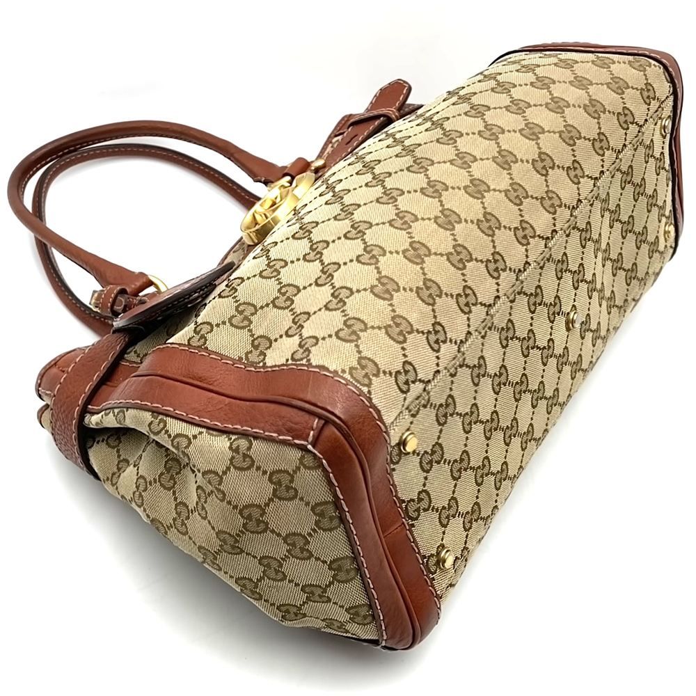 Gucci Tote Shoulder GG Running Canvas Leather Brown — view 3