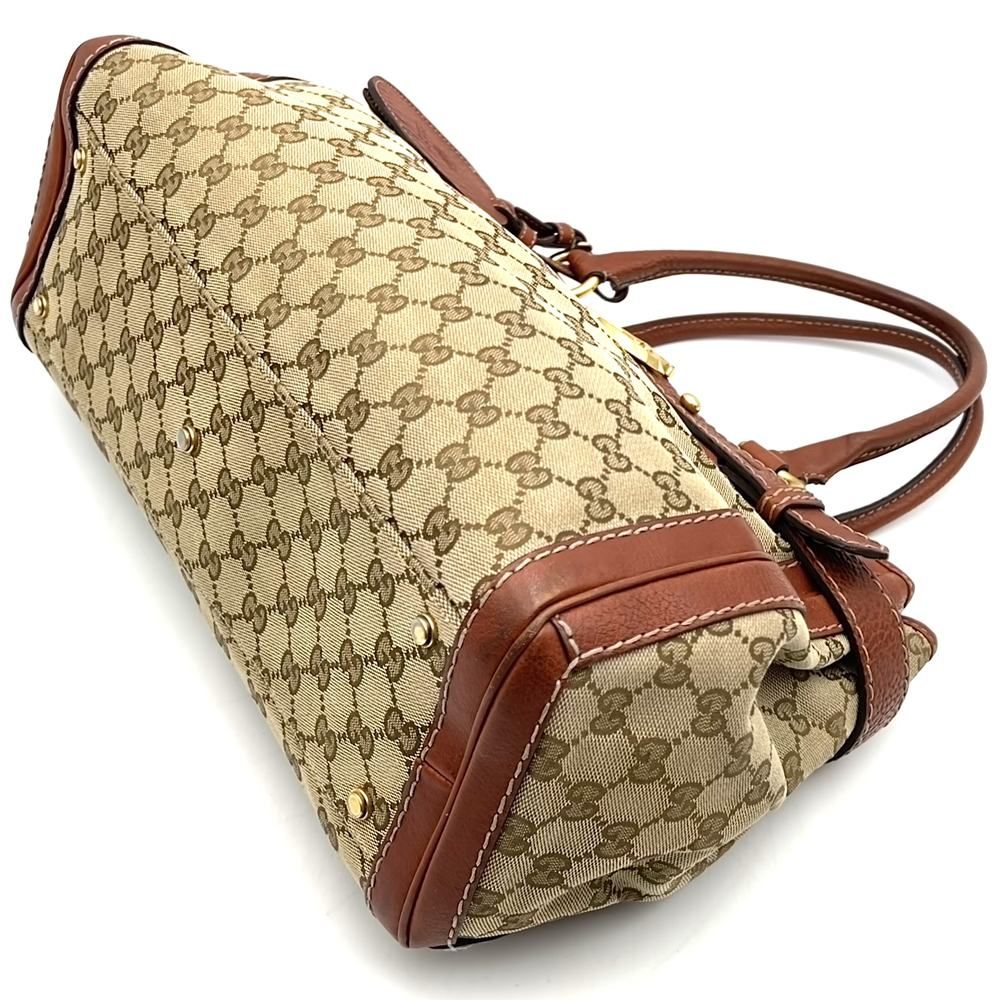 Gucci Tote Shoulder GG Running Canvas Leather Brown — view 2